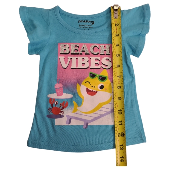 Pink Fong Baby Shark Girl 3Pc Two Shirts and Shorts Set Outfit Size 12Months - Picture 4 of 12